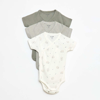 3-Pack of Short-Sleeve Wrap Bodysuits GREEN