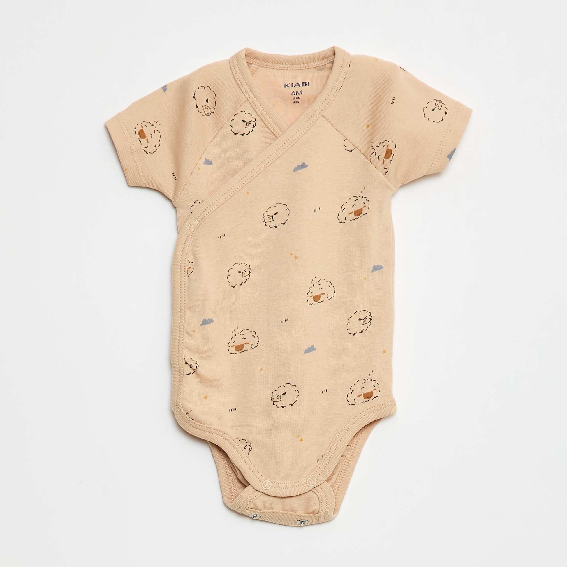 3-Pack of Short-Sleeve Wrap Bodysuits BEIGE