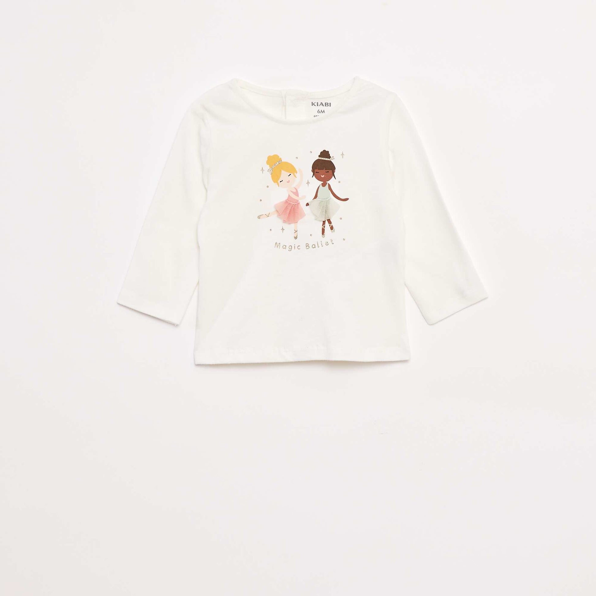 Long-sleeved T-shirt with design on the front WHITE