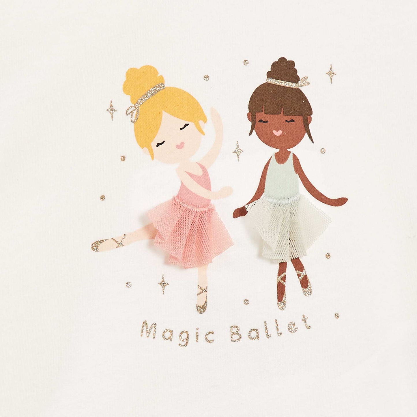 Long-sleeved T-shirt with design on the front WHITE