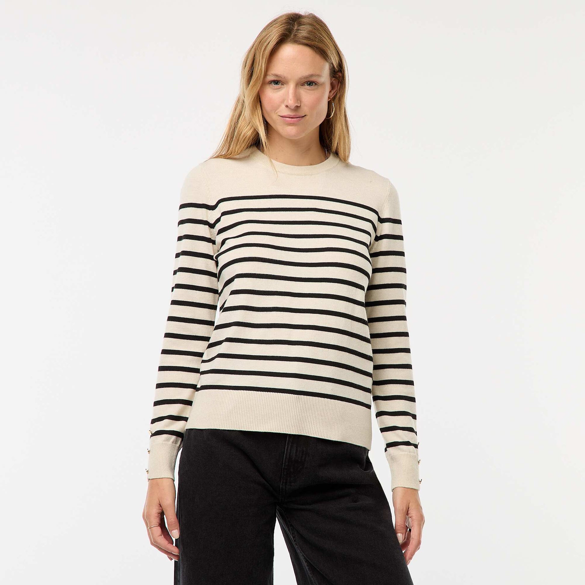 Round neck lightweight knitted sweater BEIGE