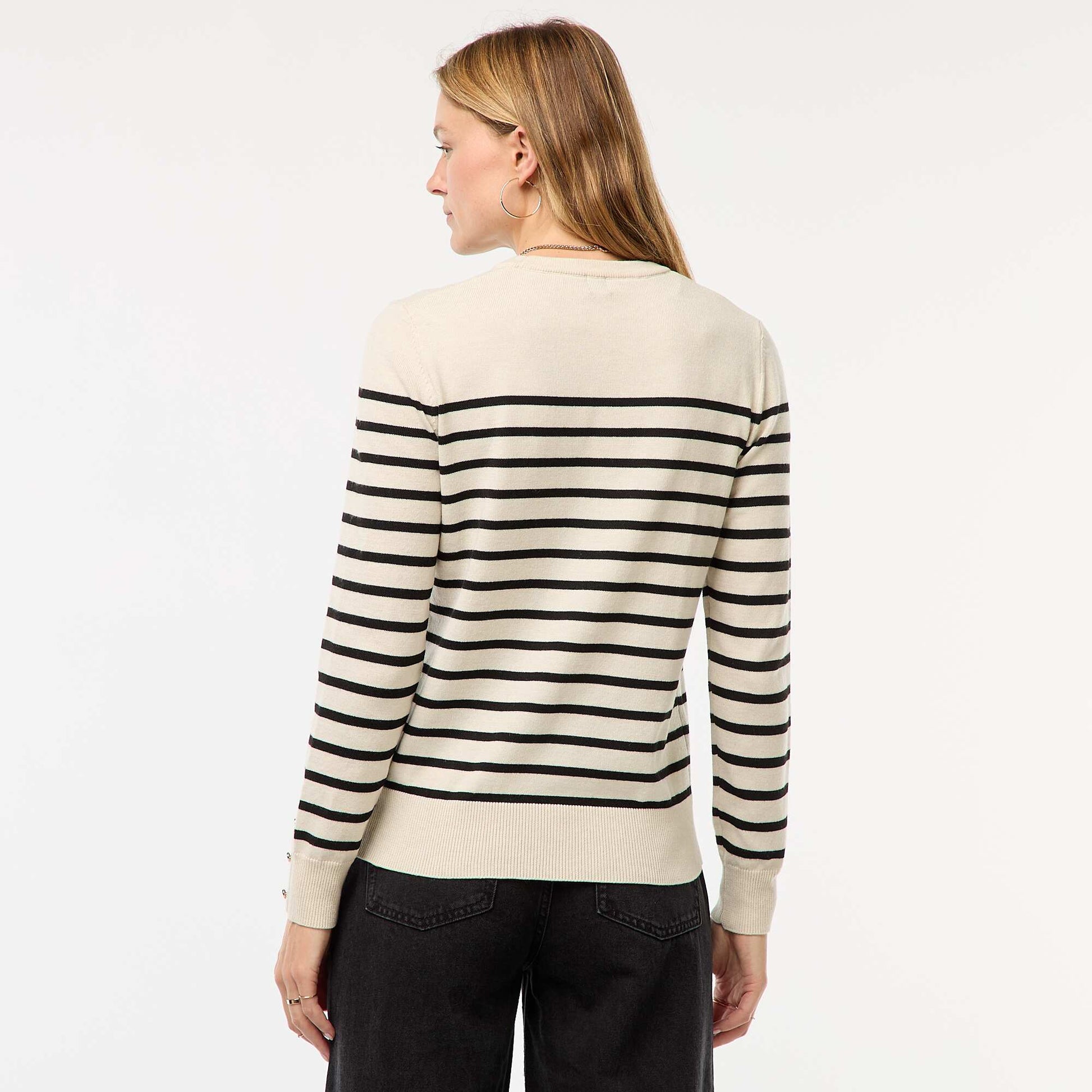 Round neck lightweight knitted sweater BEIGE