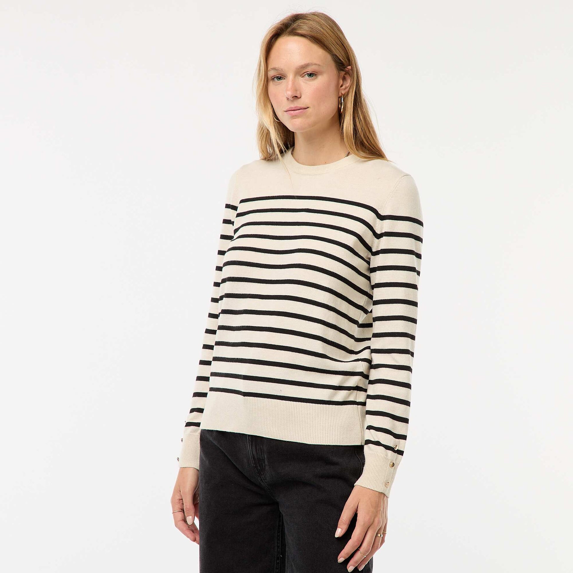 Round neck lightweight knitted sweater BEIGE