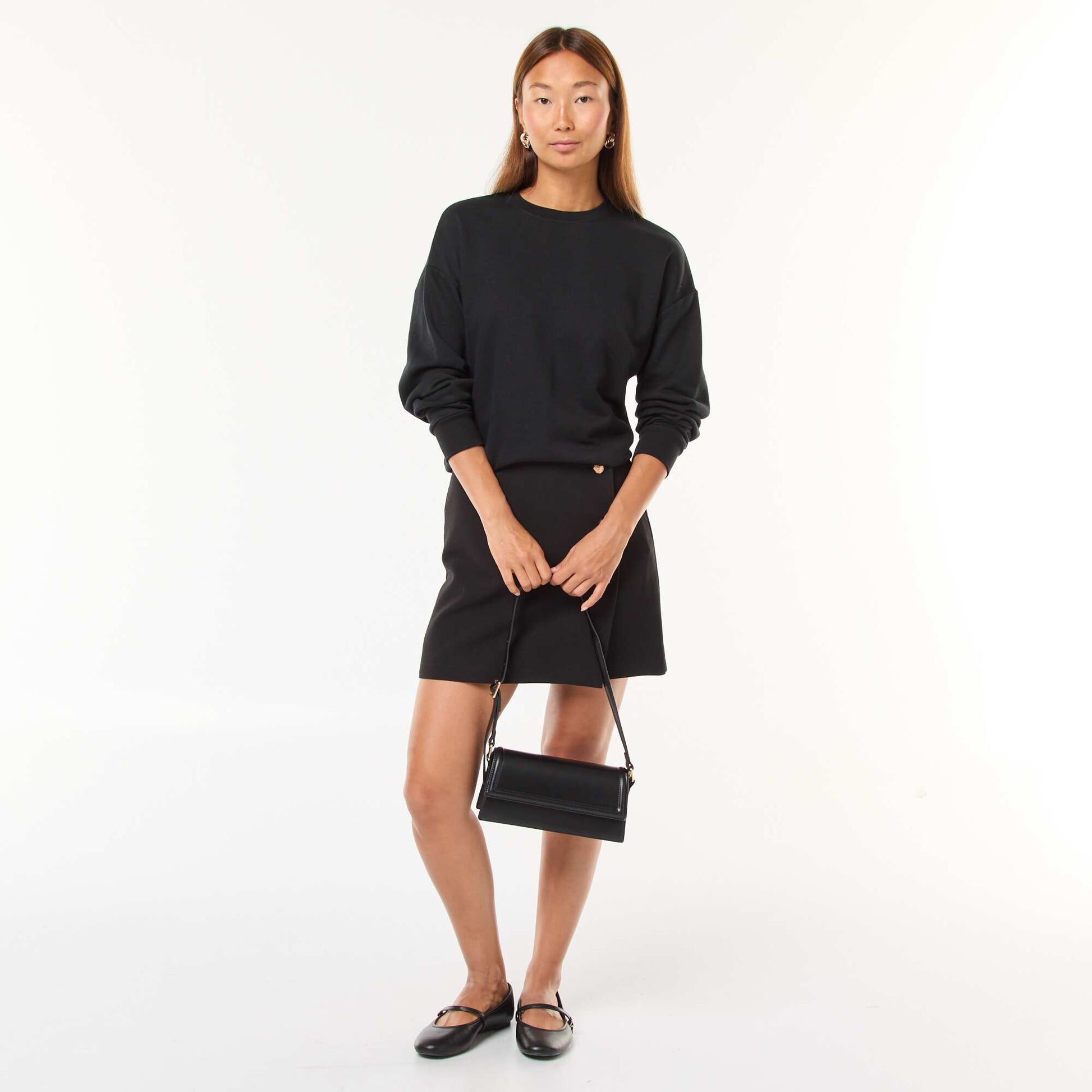 Basic French Terry Sweatshirt BLACK
