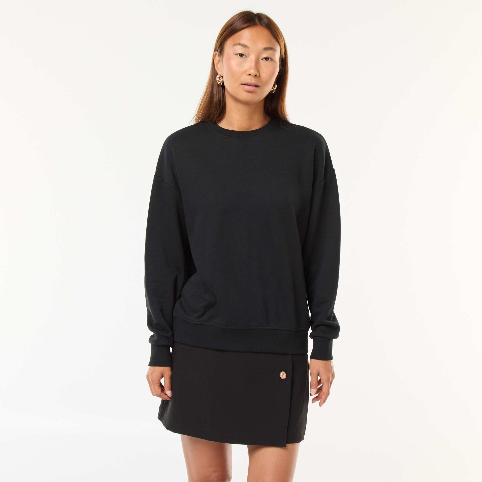 Basic French Terry Sweatshirt BLACK