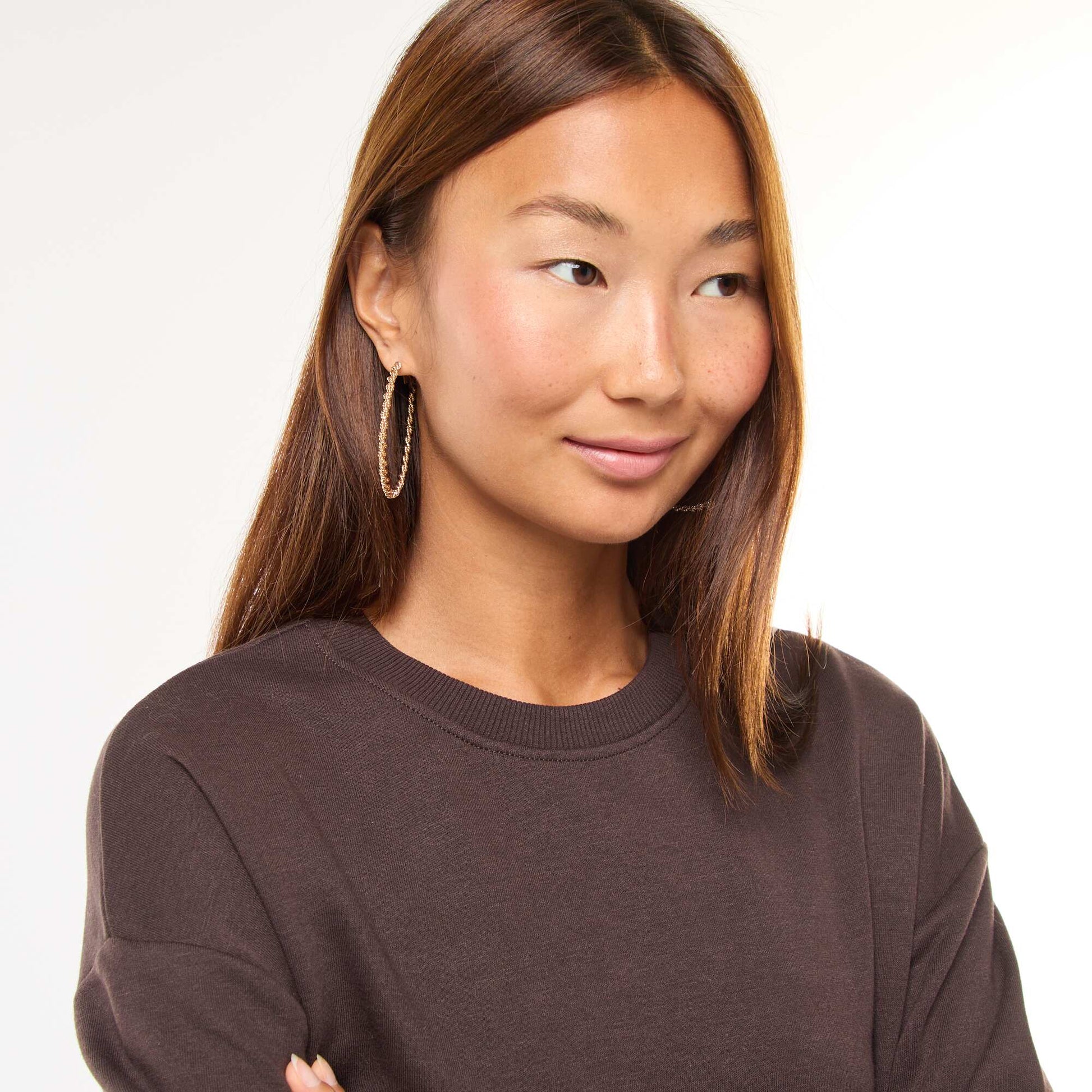 Basic French Terry Sweatshirt BROWN