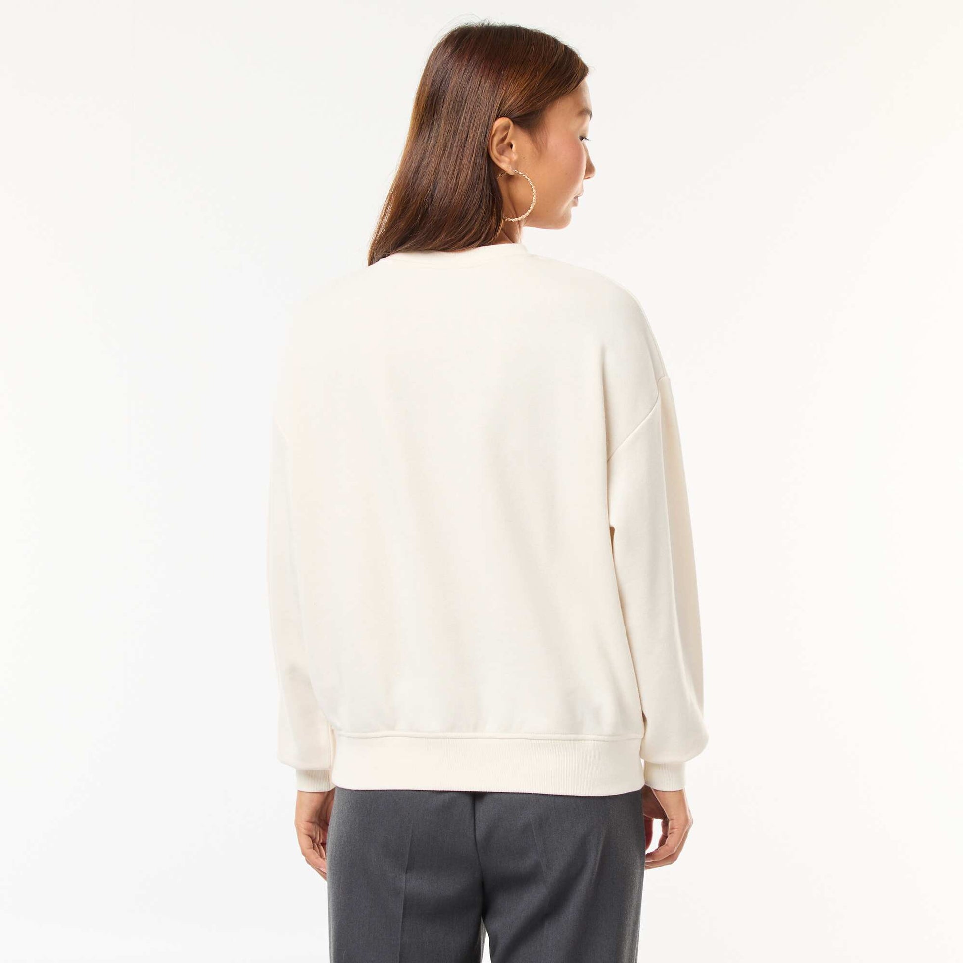Printed Crew Neck Sweatshirt WHITE
