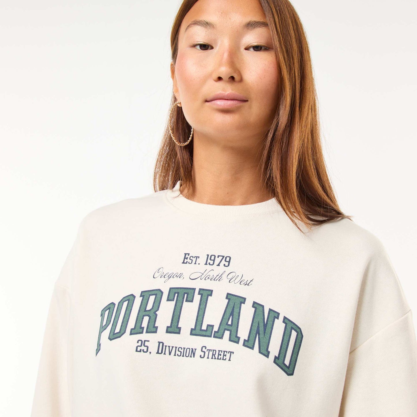 Printed Crew Neck Sweatshirt WHITE