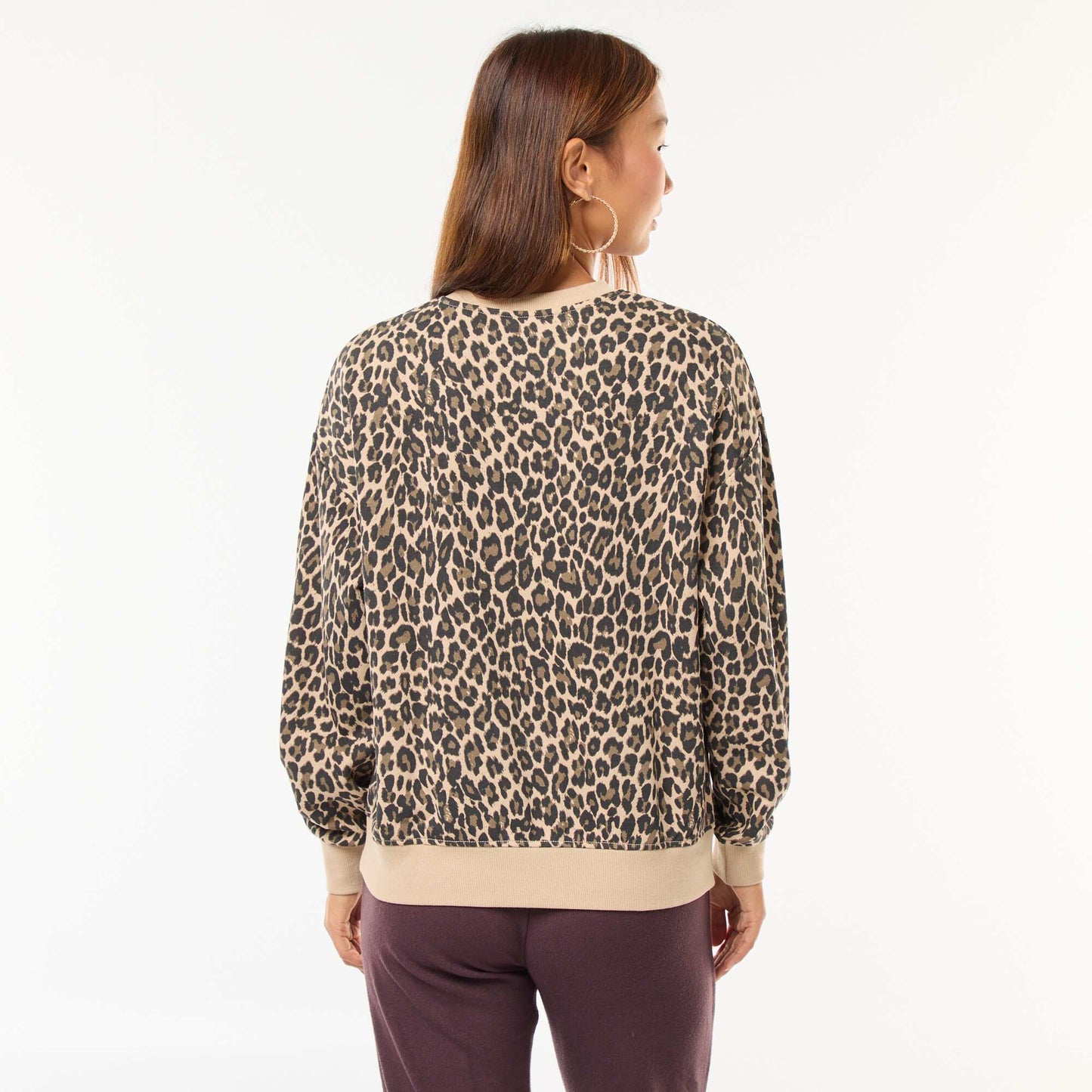 Printed Crew Neck Sweatshirt BEIGE