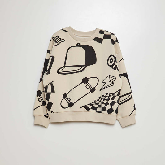 'Skater' printed sweatshirt fabric sweater WHITE
