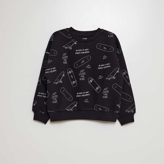 'Skater' printed sweatshirt fabric sweater BLACK