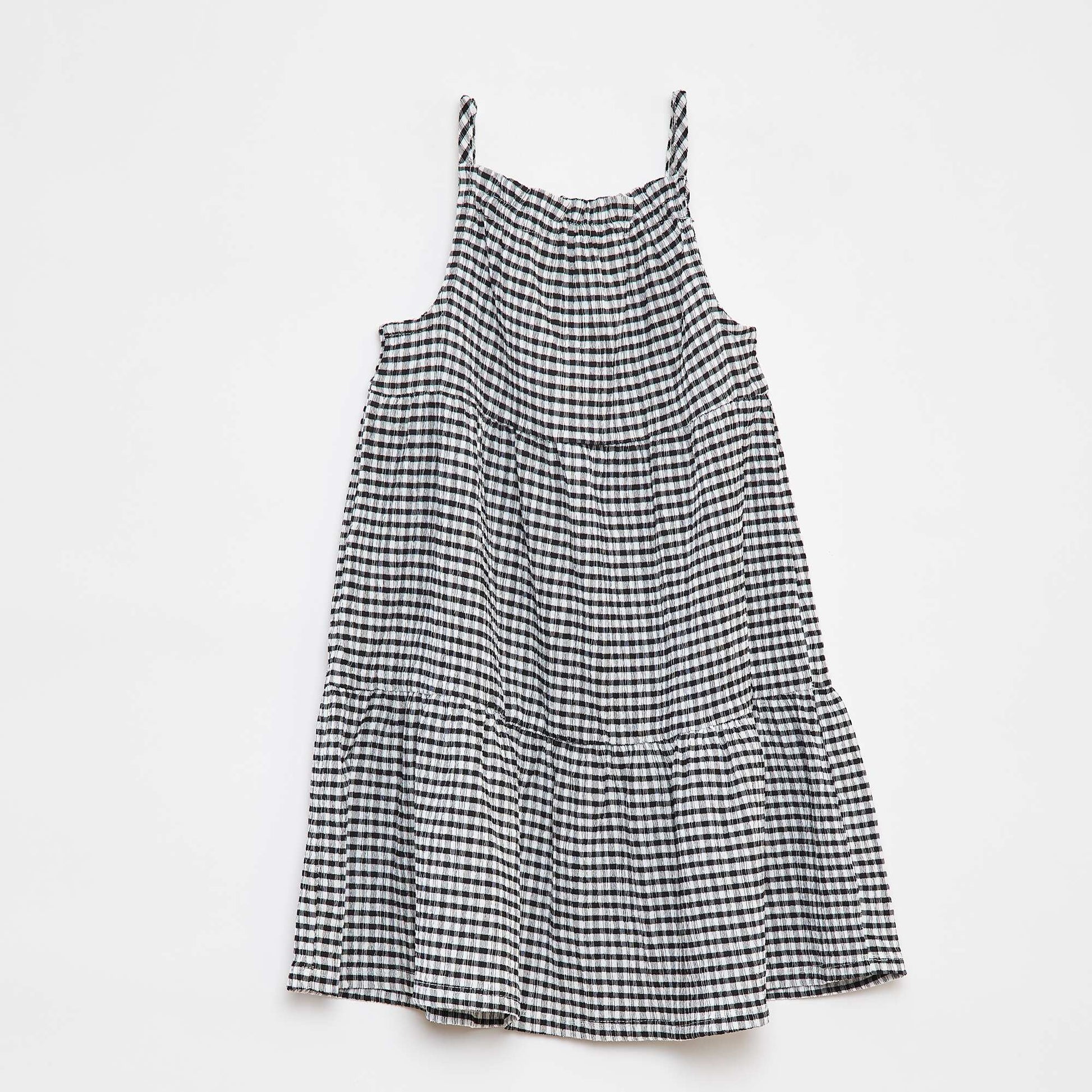 Flared gingham dress BLACK