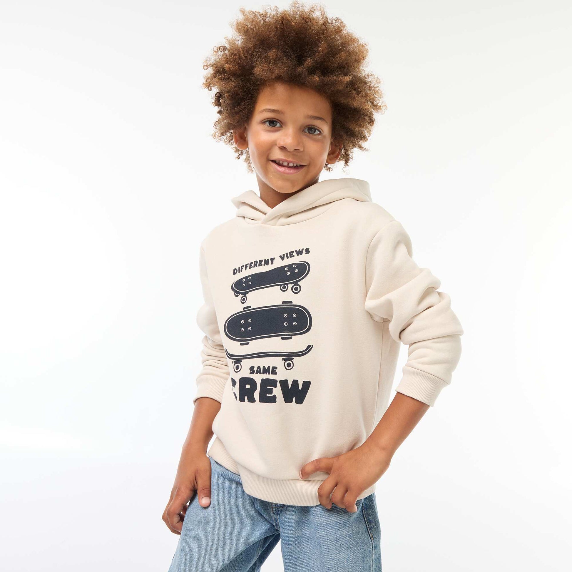 Sweatshirt fabric hoodie BEIGE