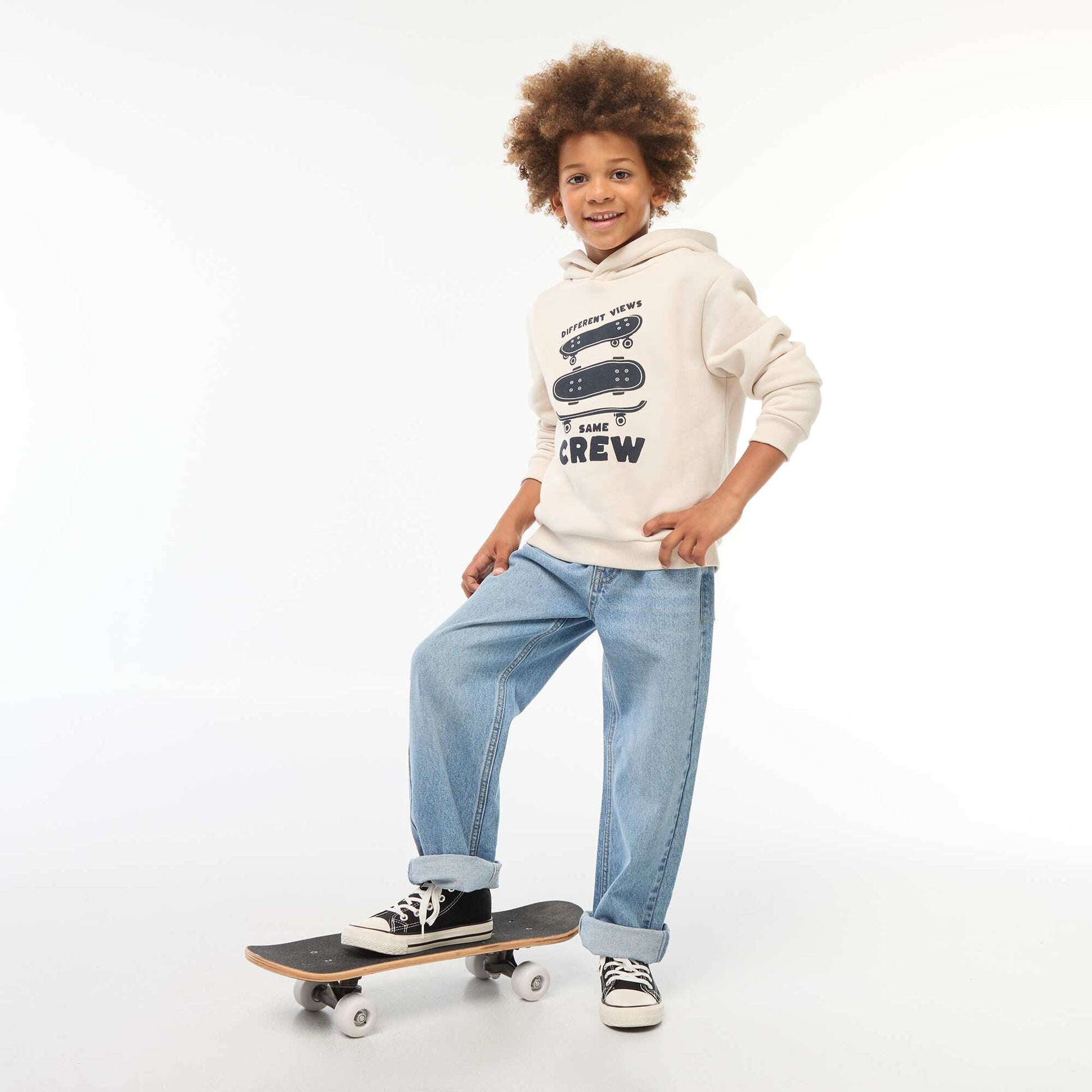 Sweatshirt fabric hoodie BEIGE