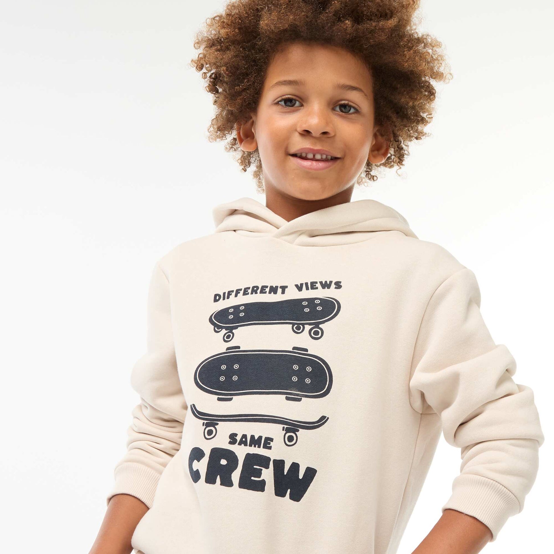 Sweatshirt fabric hoodie BEIGE