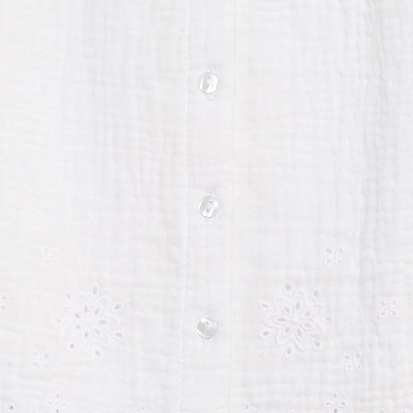 Cotton gauze blouse with ruffled short sleeves WHITE