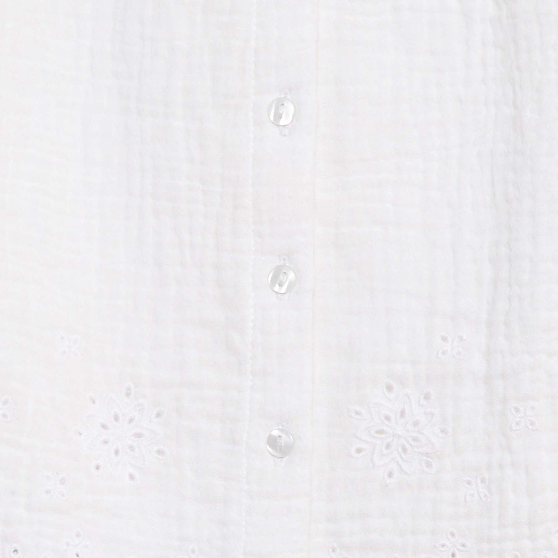 Cotton gauze blouse with ruffled short sleeves WHITE