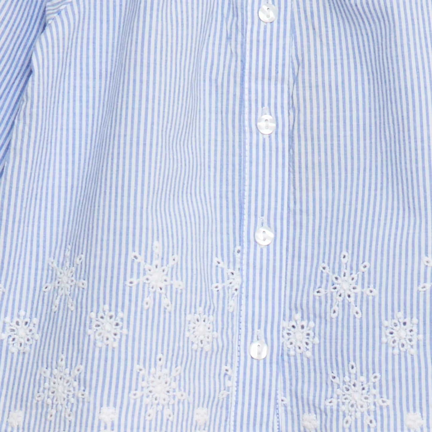 Embroidered poplin blouse with ruffled collar BLUE