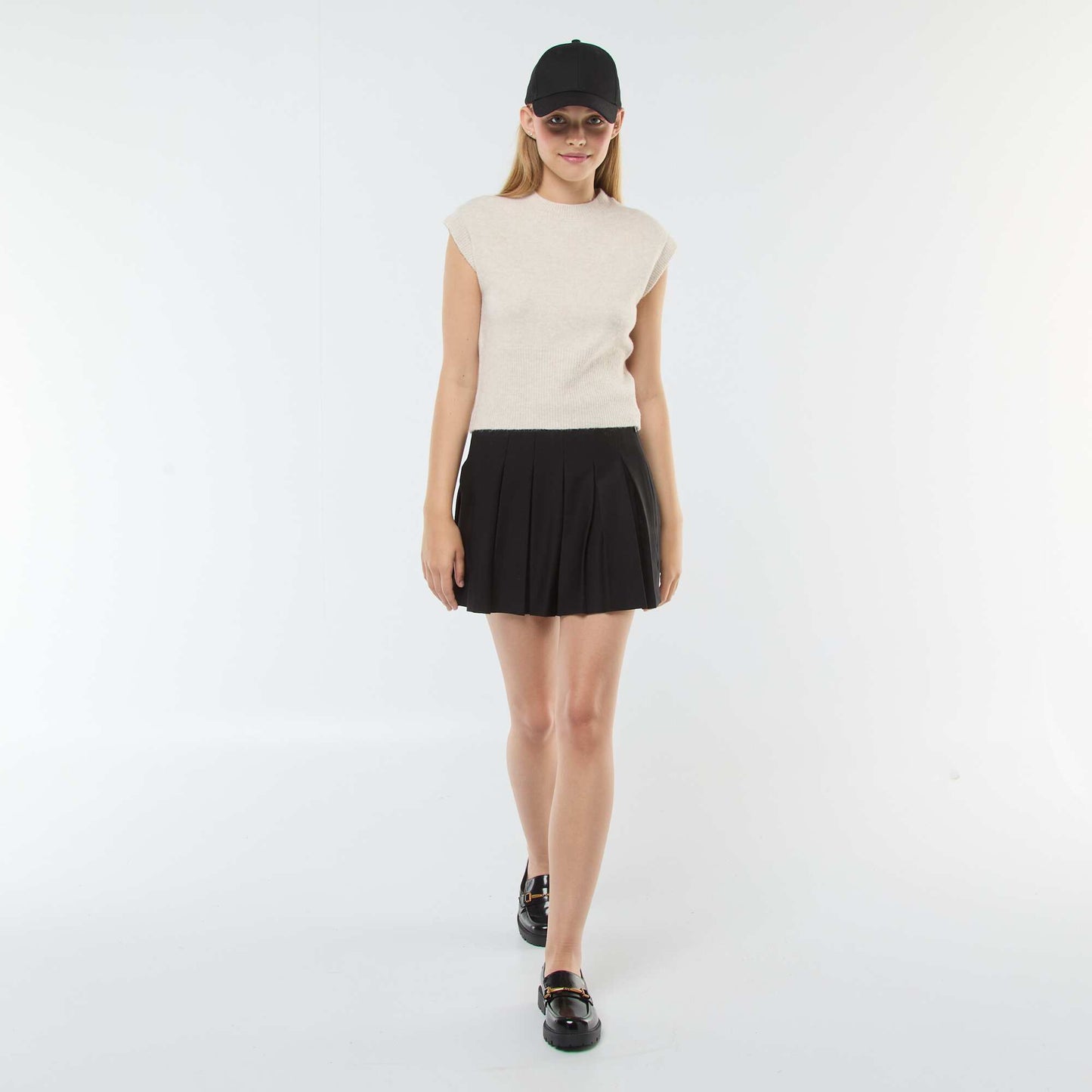 Short pleated skirt BLACK