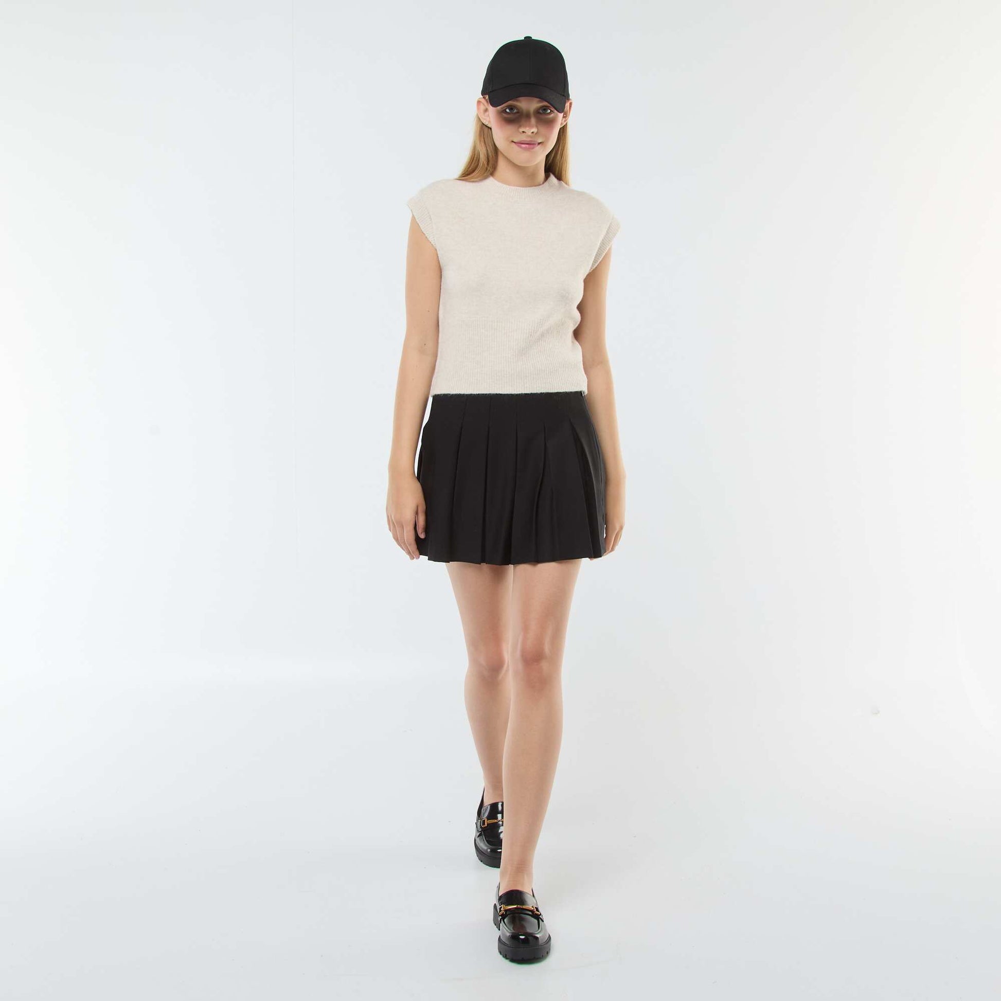 Short pleated skirt BLACK