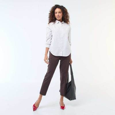 Plain cigarette trousers with 2 pockets BROWN
