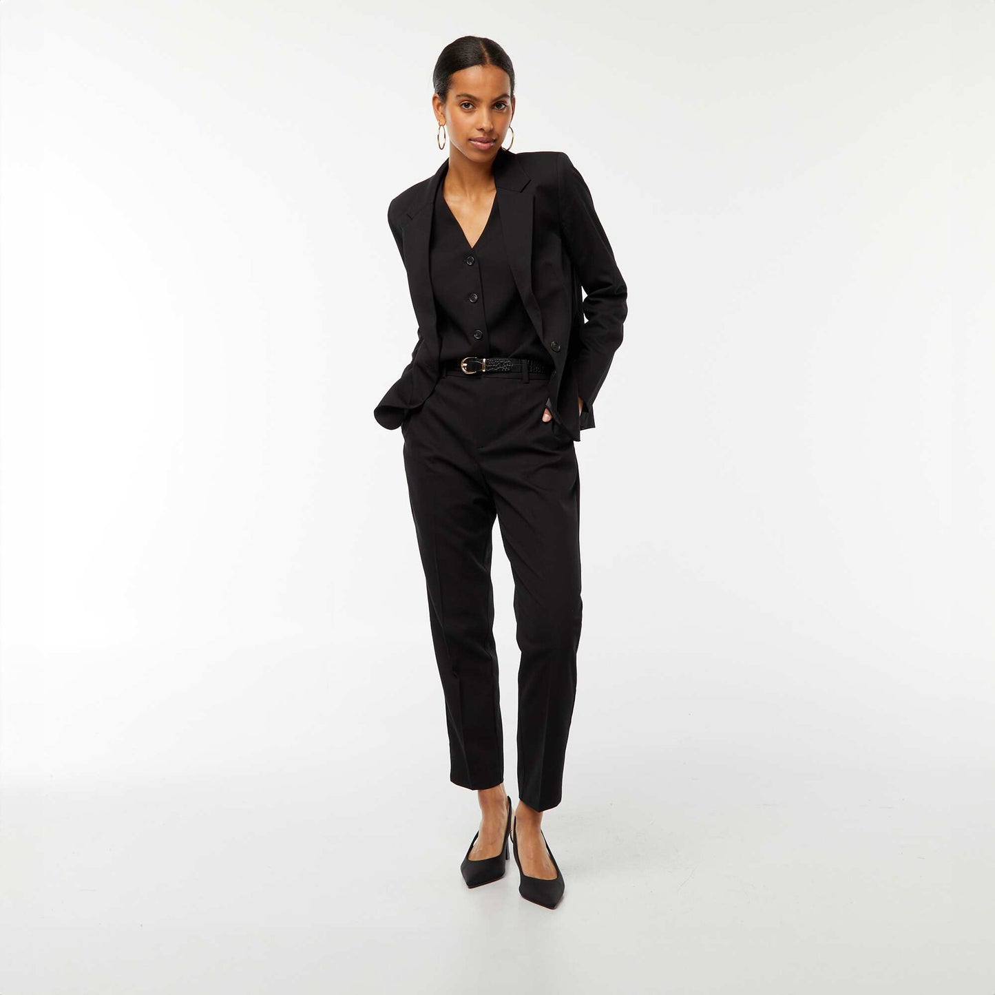 Plain cigarette trousers with 2 pockets BLACK