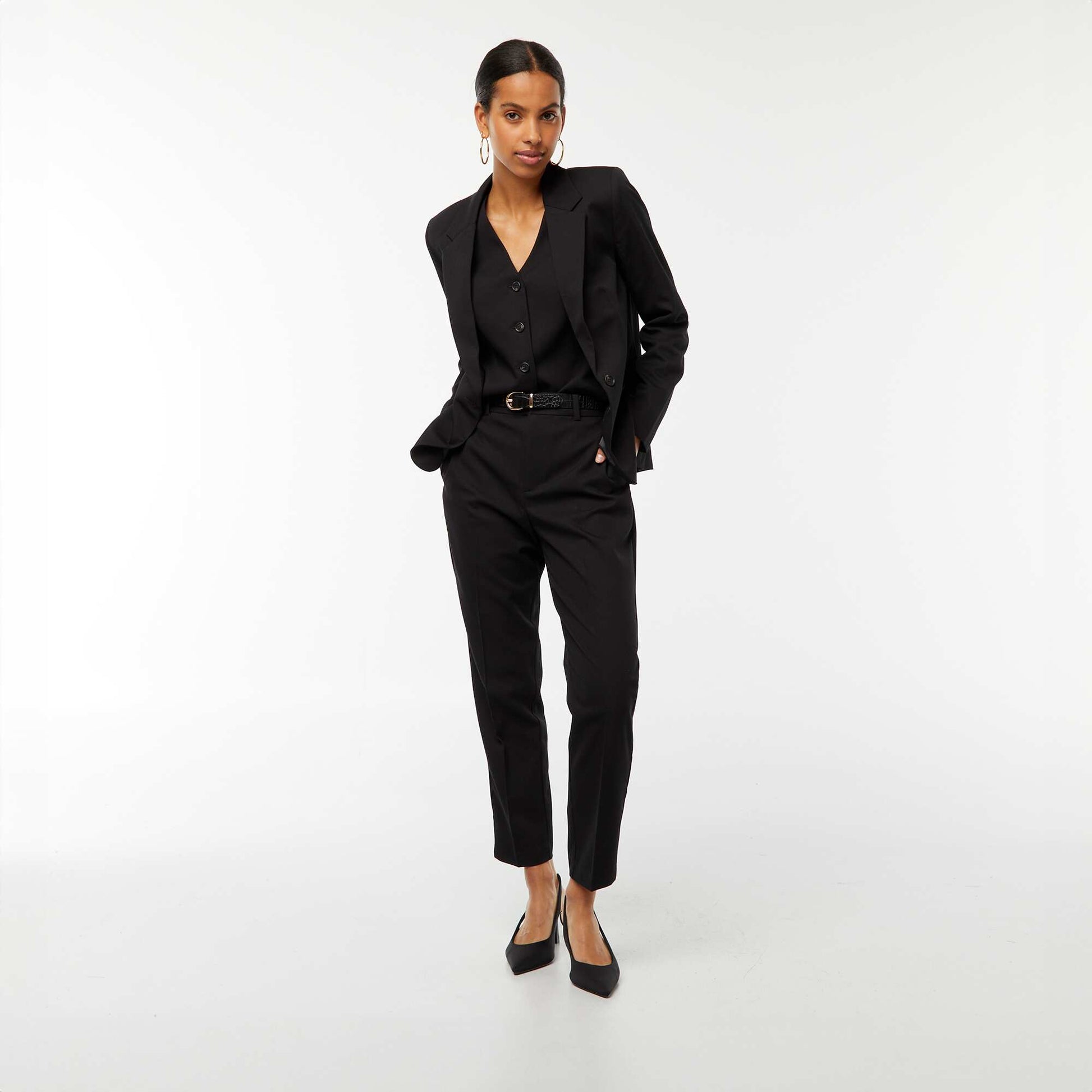 Plain cigarette trousers with 2 pockets BLACK