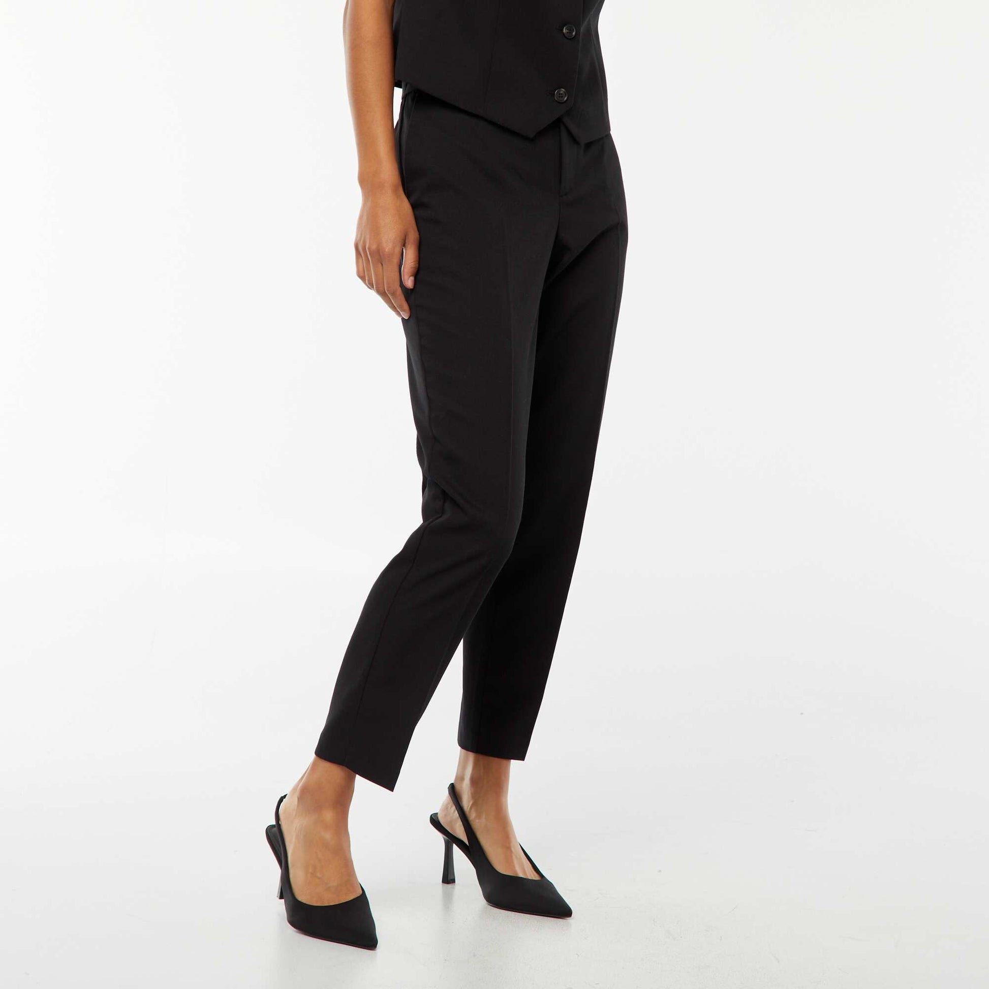 Plain cigarette trousers with 2 pockets BLACK