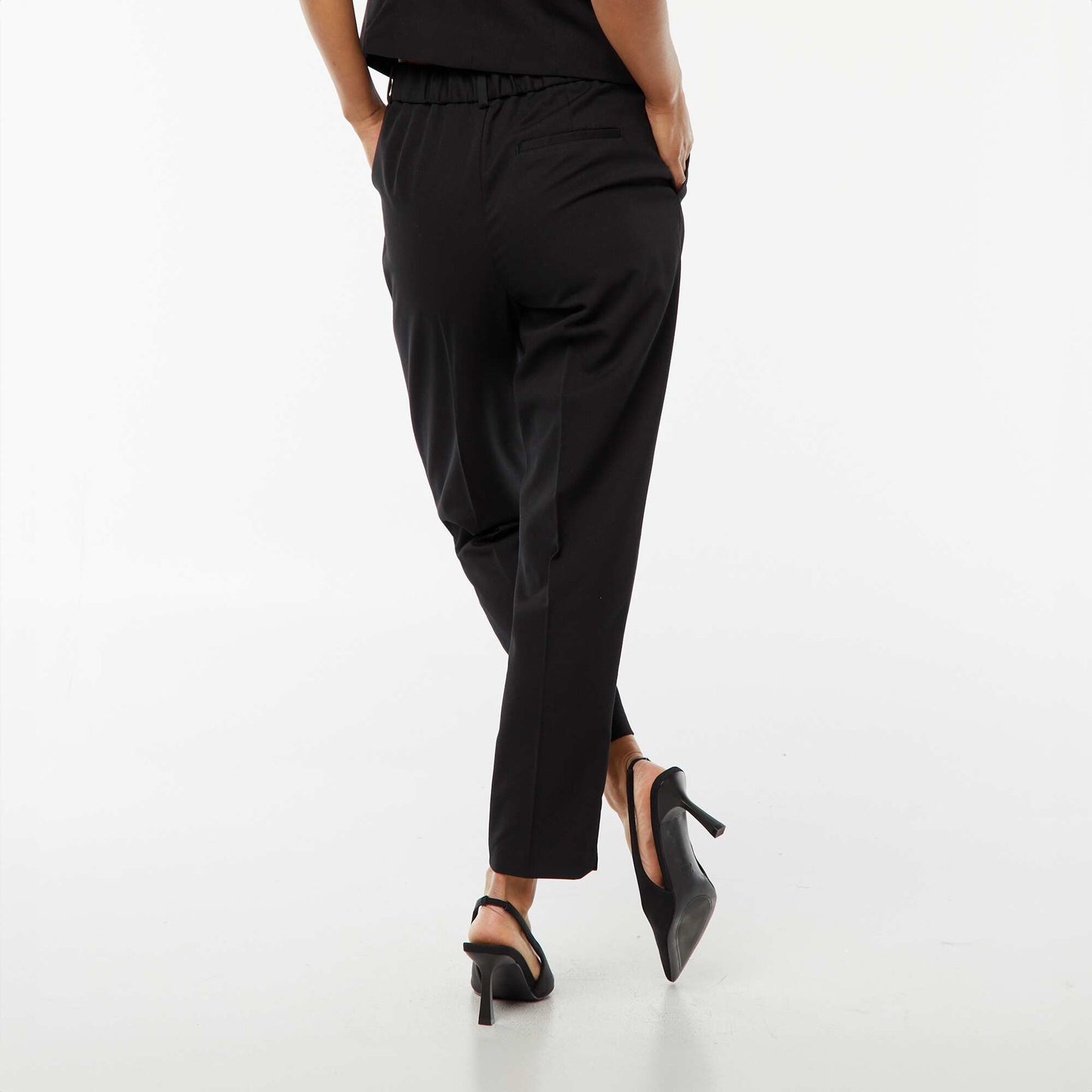 Plain cigarette trousers with 2 pockets BLACK