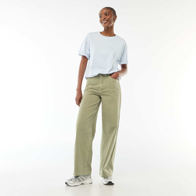High-rise wide-leg jeans GREEN