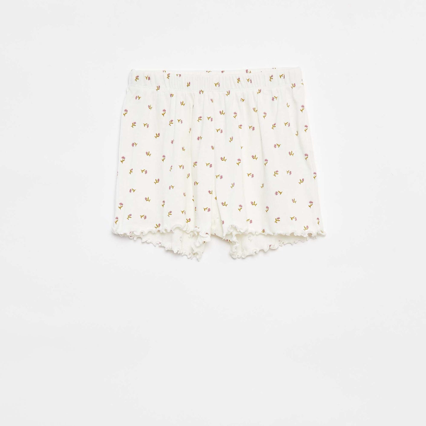 Ribbed shorts + T-shirt pyjamas - 2-piece set BEIGE