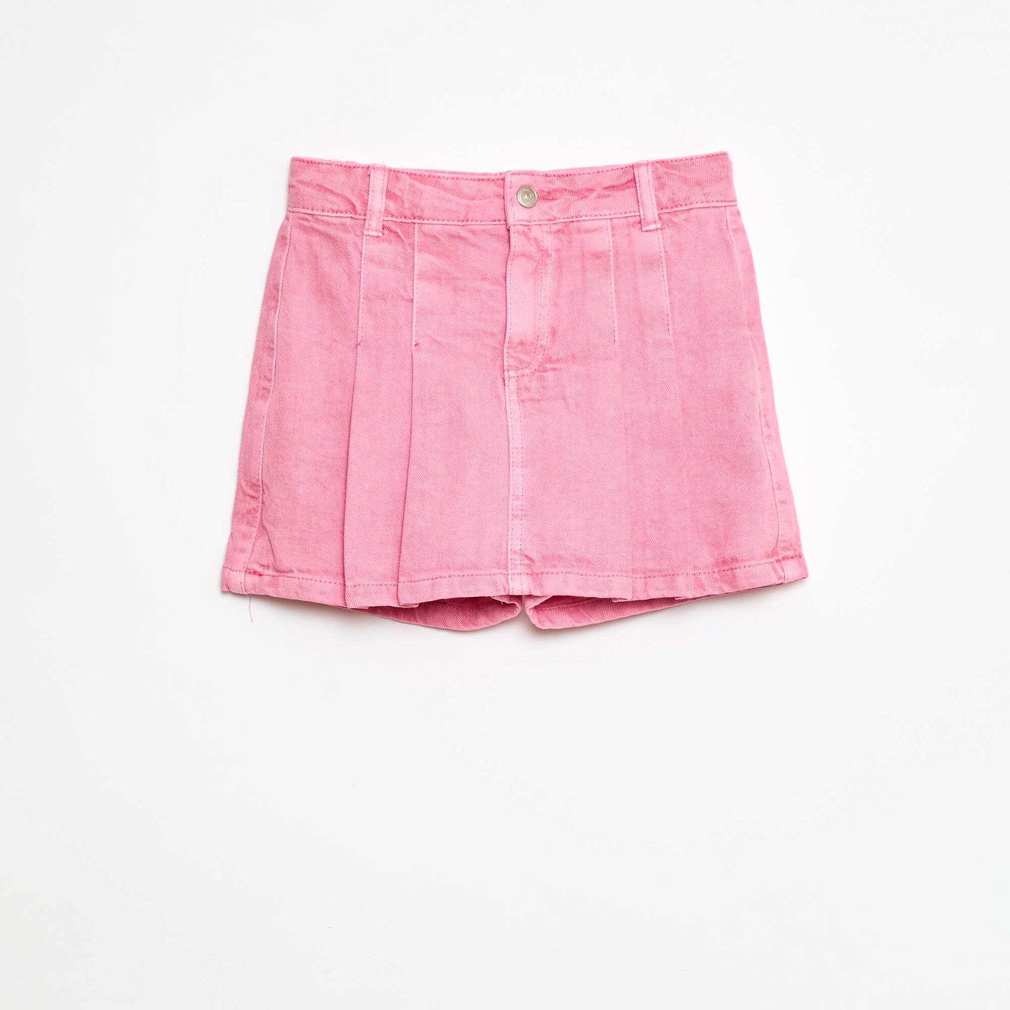 Pleated denim skort PINK