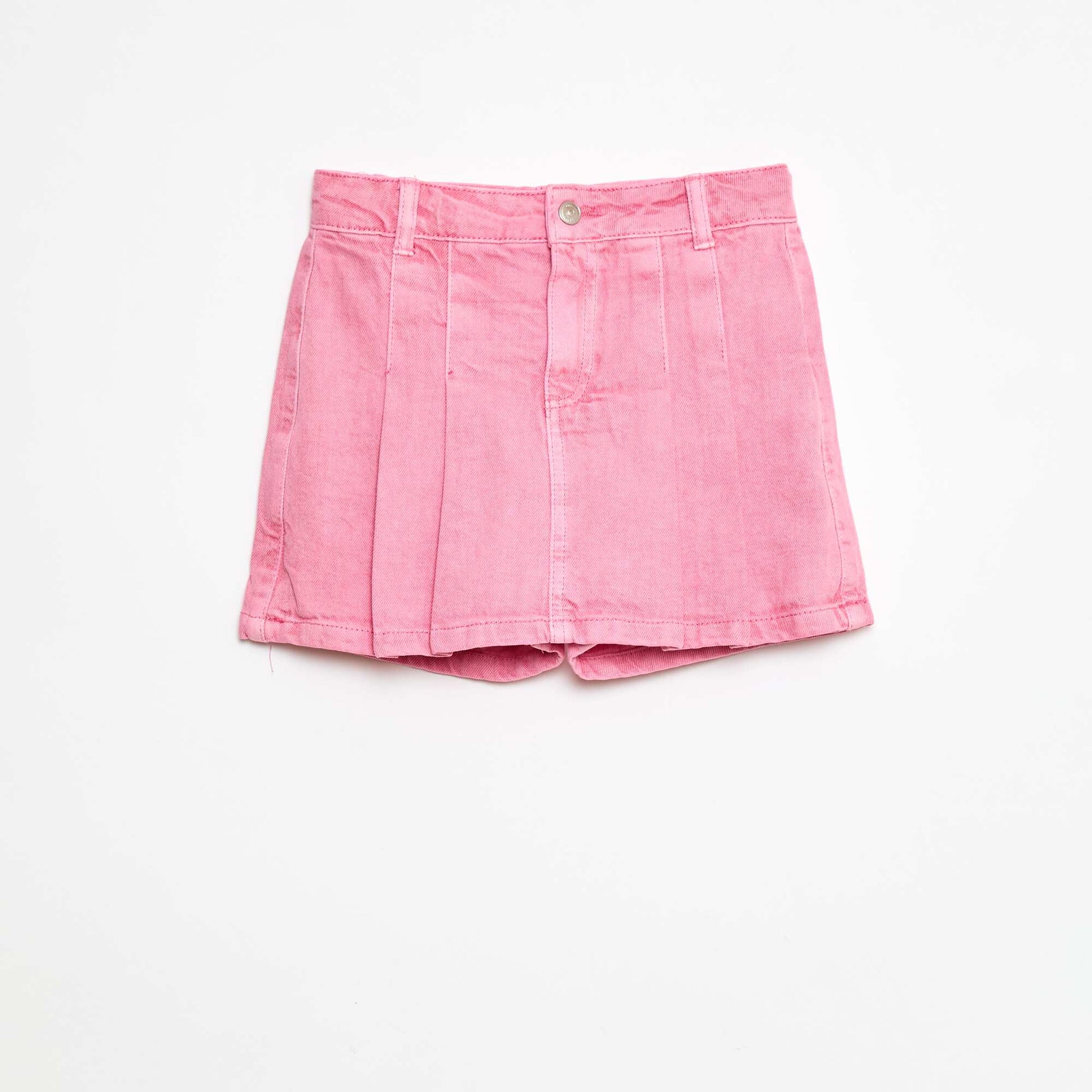 Pleated denim skort PINK