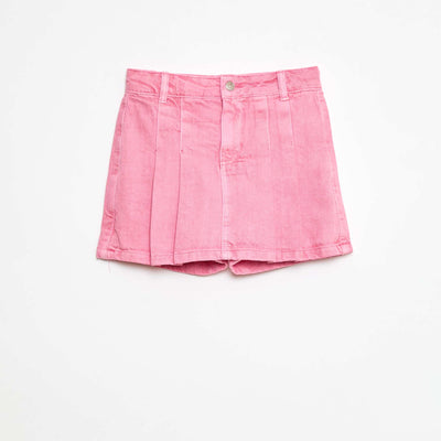 Pleated denim skort PINK