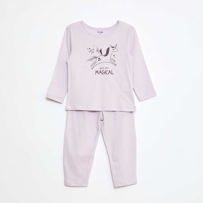 Printed T-shirt + Leggings Pyjama Set - 2 pieces PURPLE