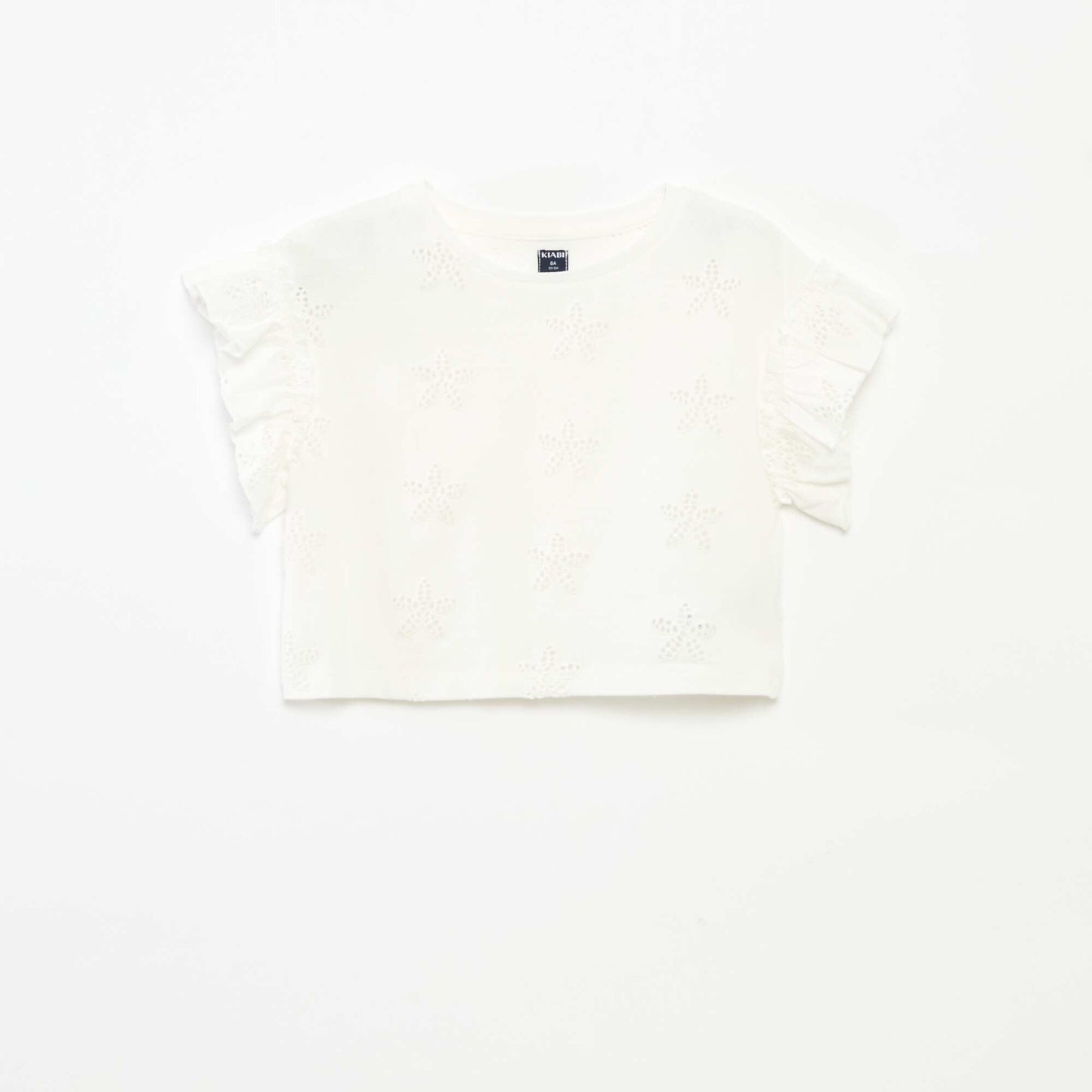 T-shirt with floral embroidery WHITE