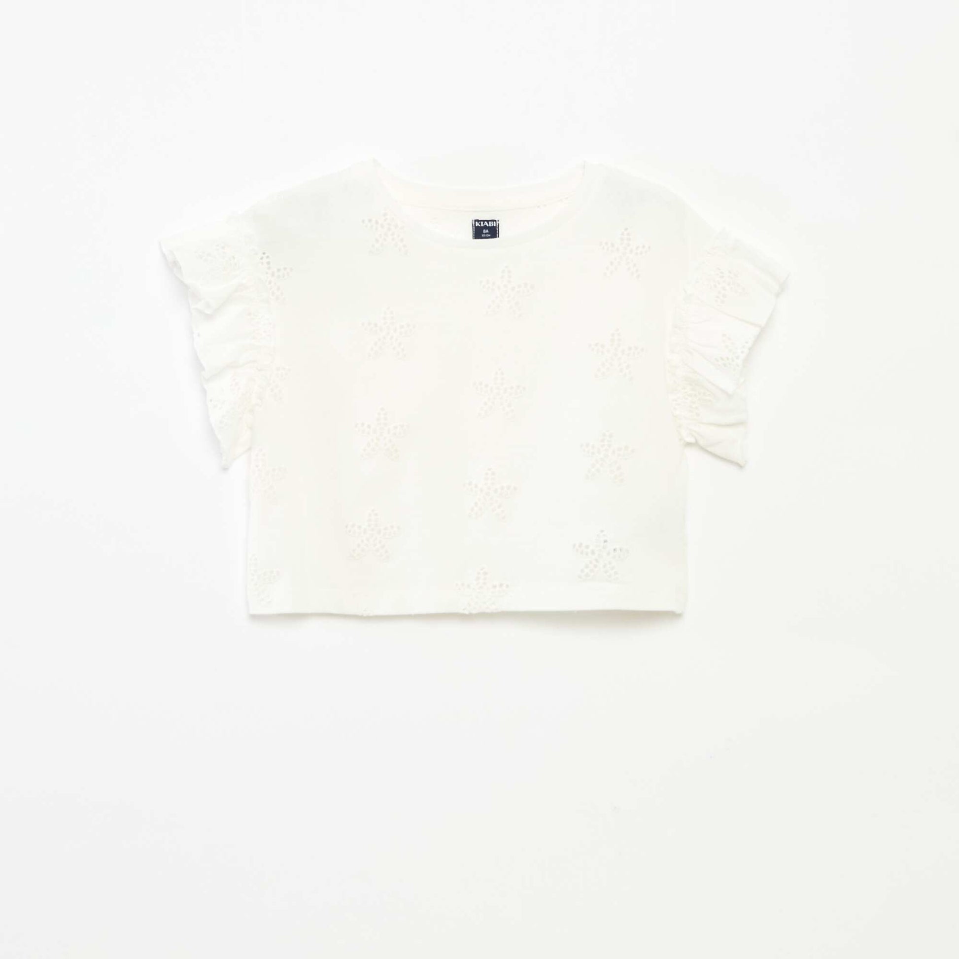 T-shirt with floral embroidery WHITE