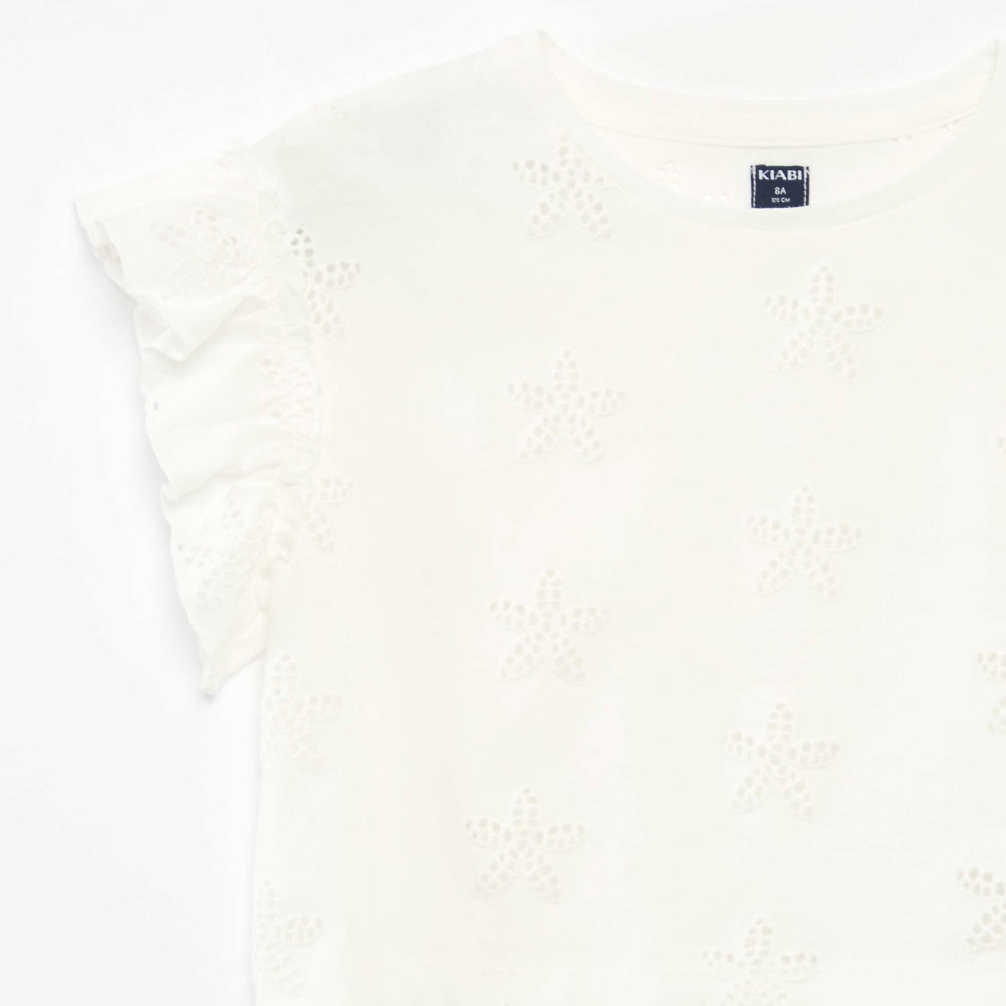 T-shirt with floral embroidery WHITE