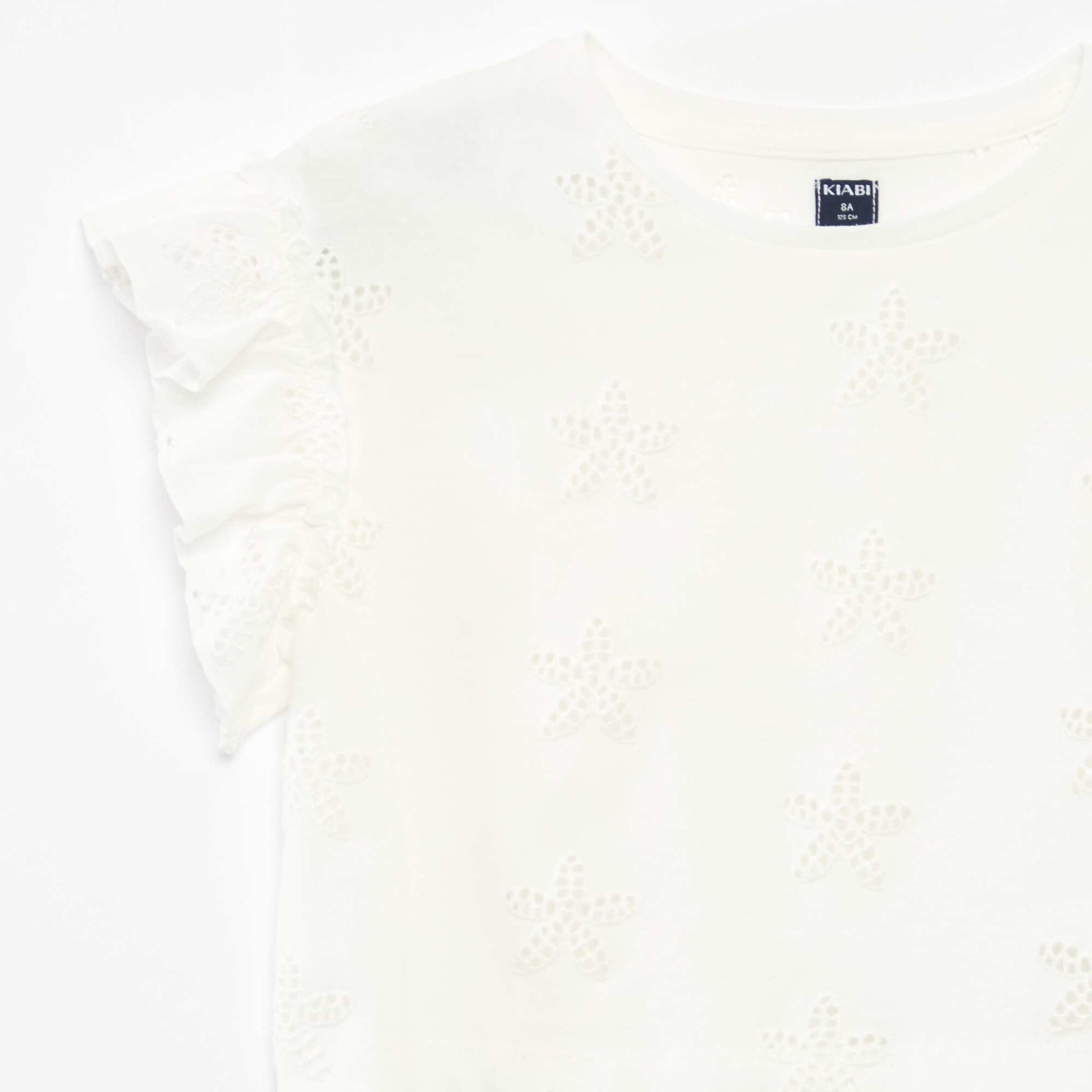 T-shirt with floral embroidery WHITE