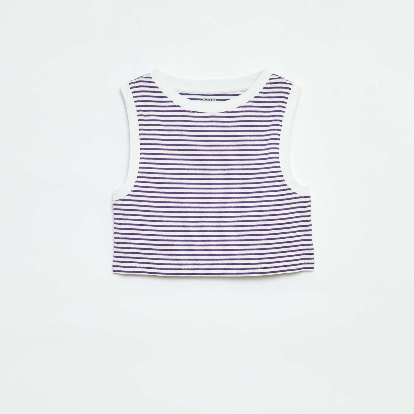 Striped fine ribbed vest top PURPLE