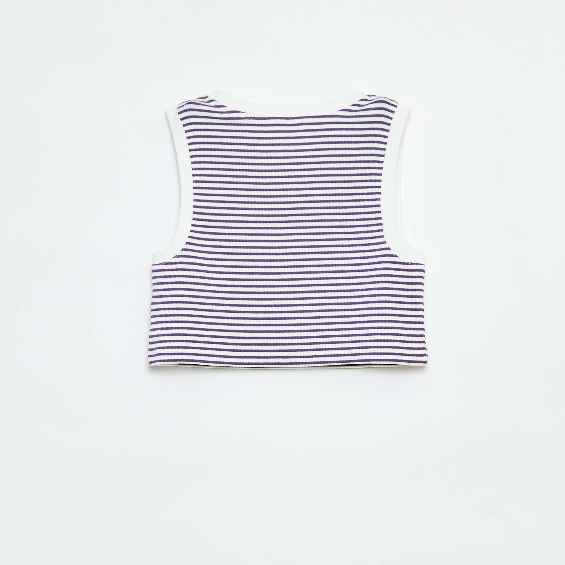 Striped fine ribbed vest top PURPLE