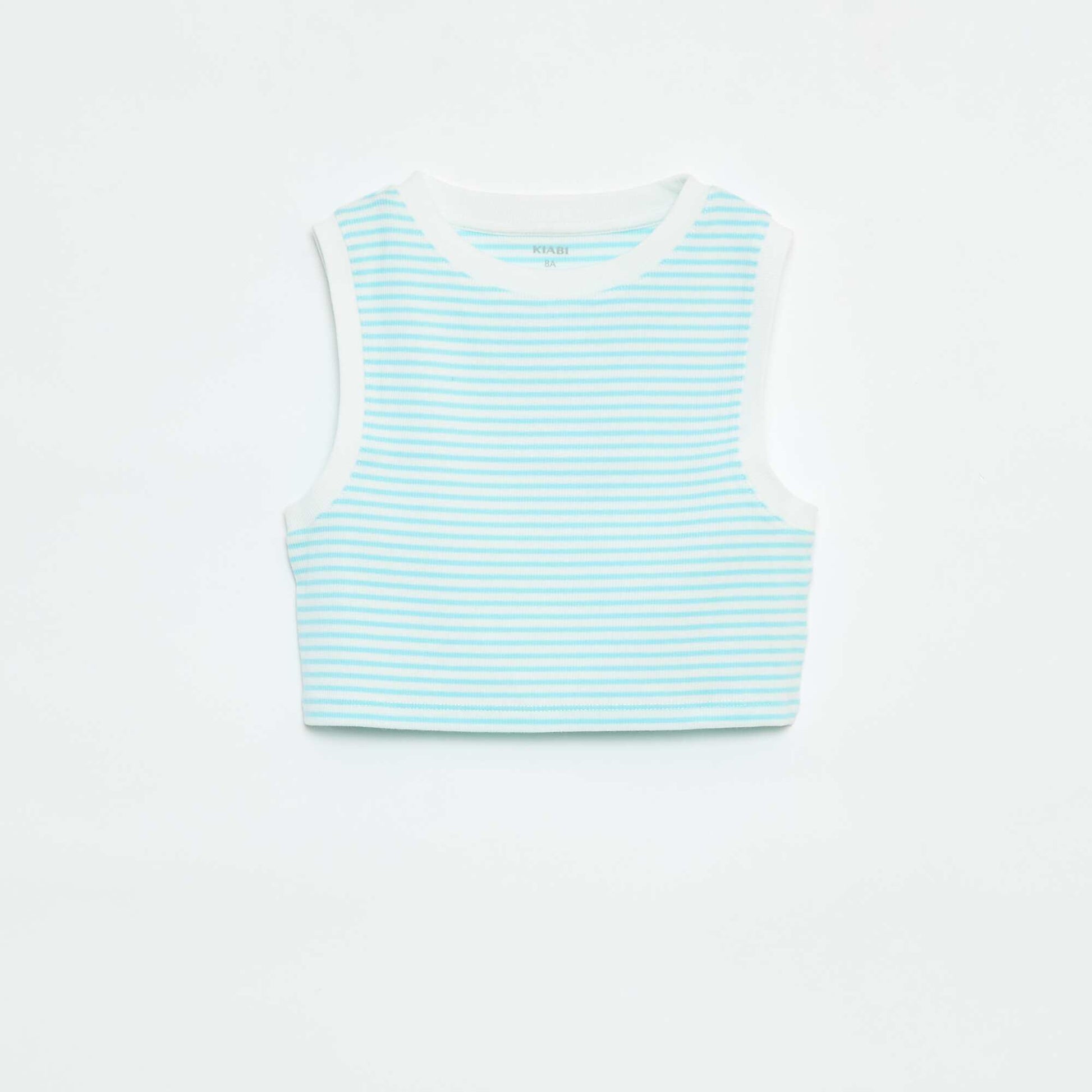 Striped fine ribbed vest top BLUE