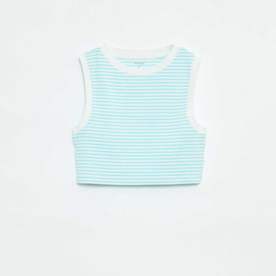 Striped fine ribbed vest top BLUE