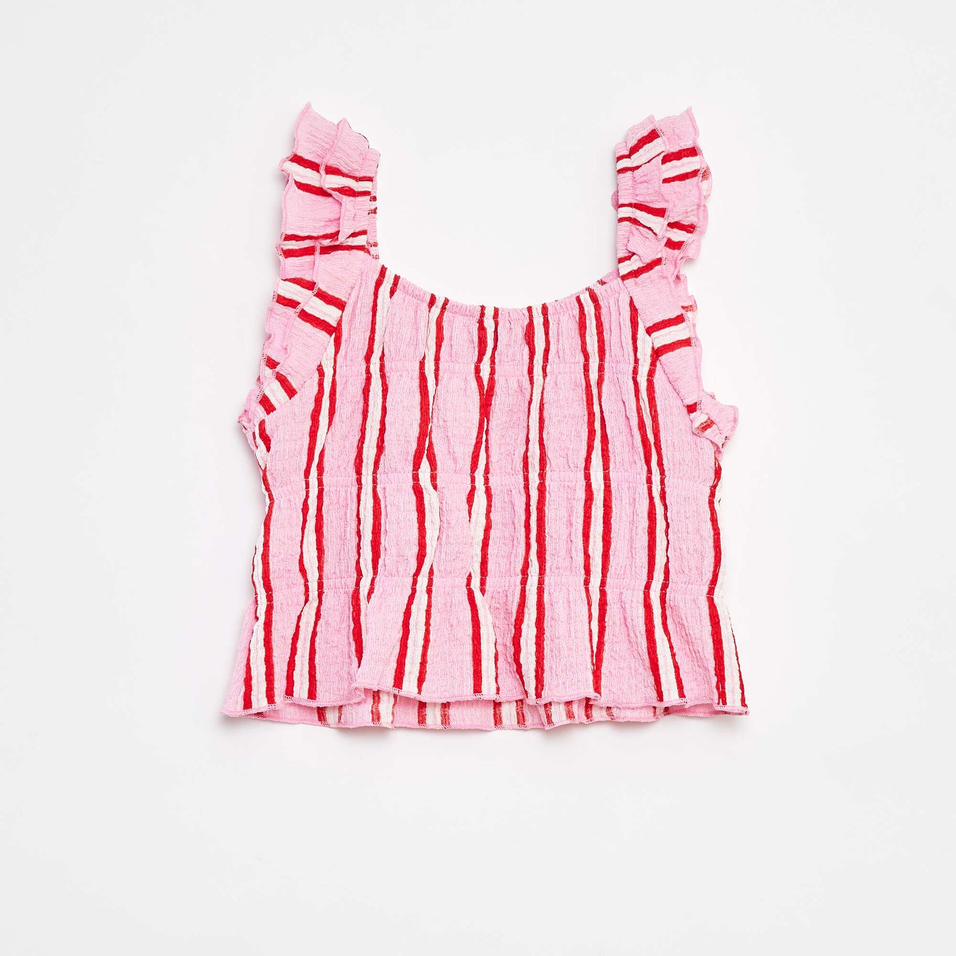 Waffle-knit vest top PINK