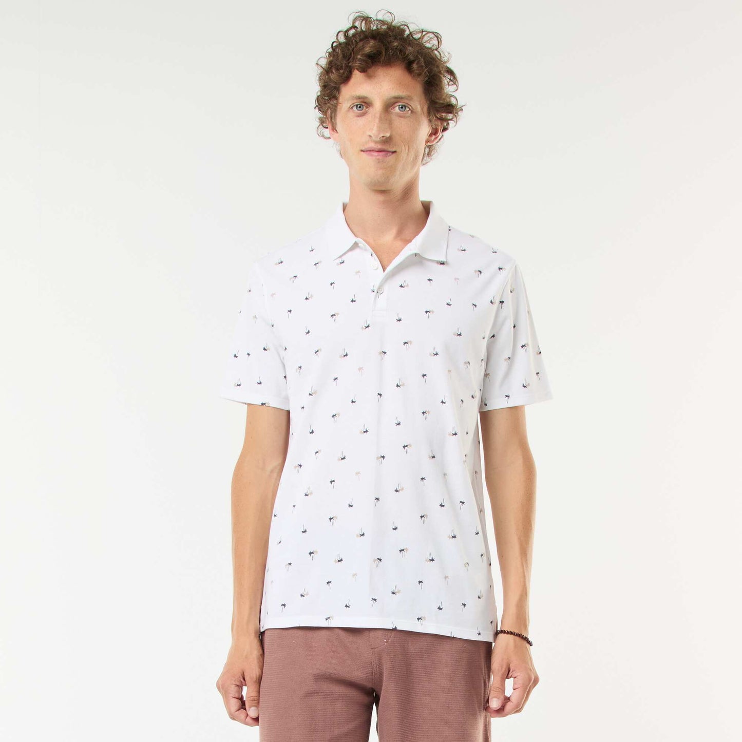 Piqué knit polo shirt with all-over pattern WHITE