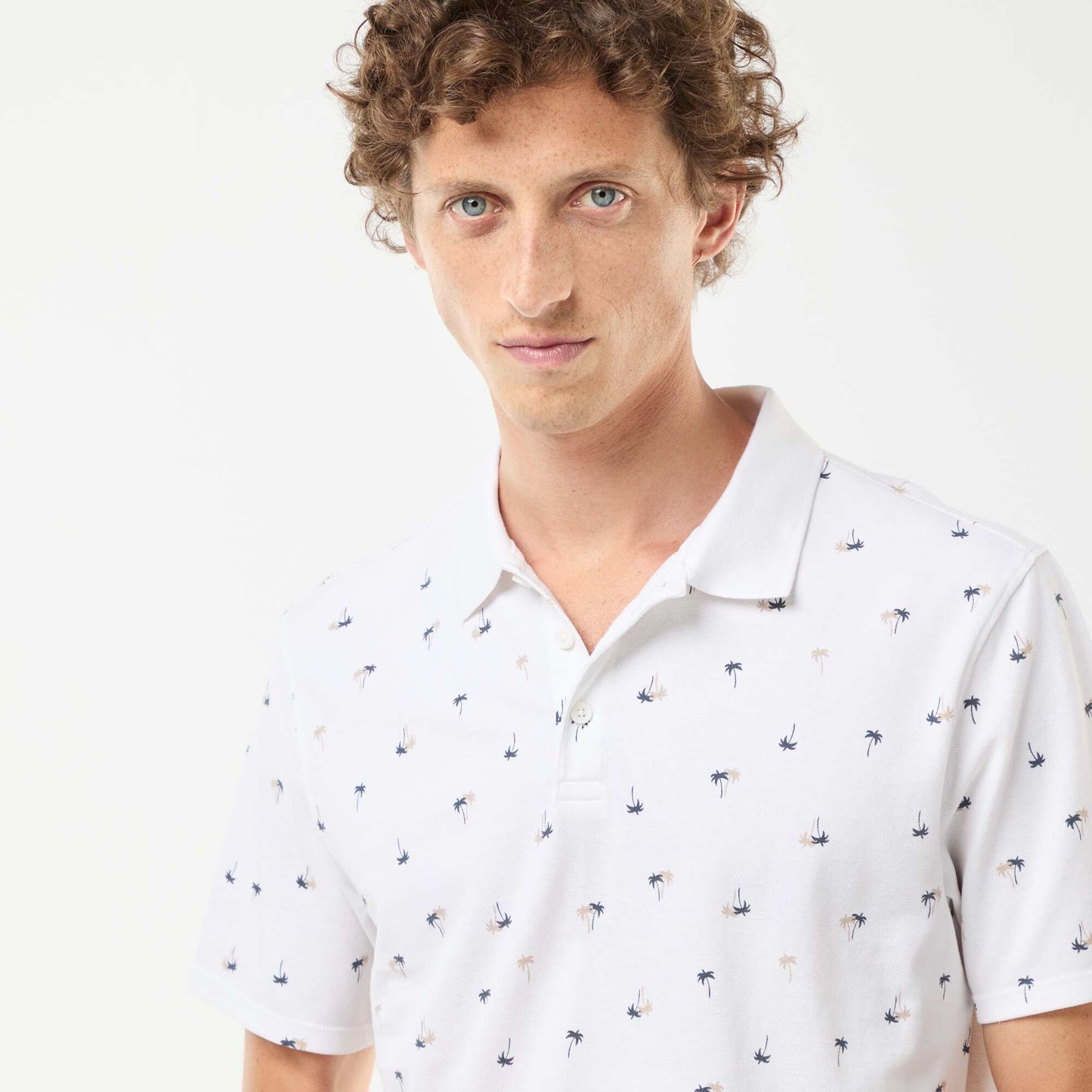 Piqué knit polo shirt with all-over pattern WHITE