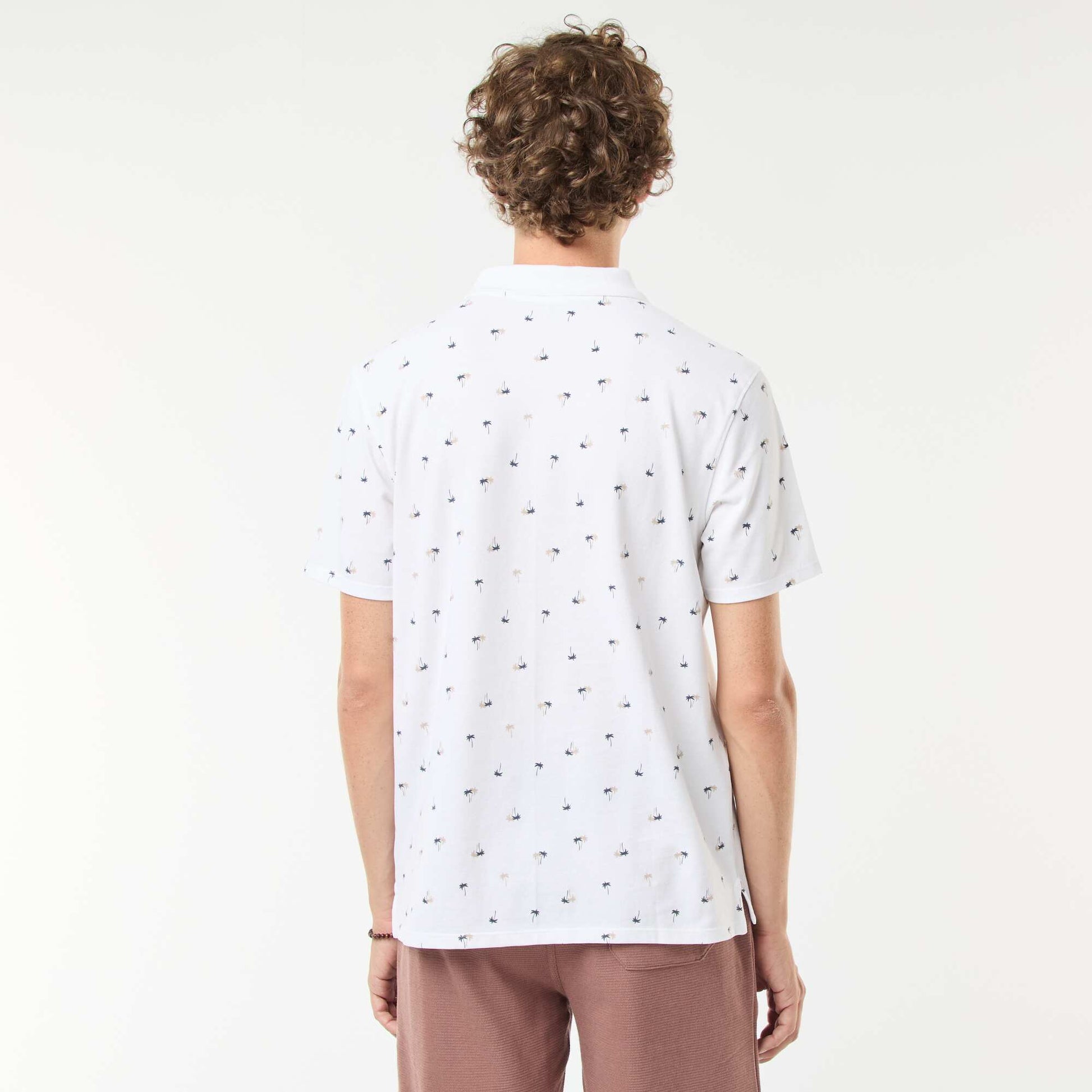 Piqué knit polo shirt with all-over pattern WHITE