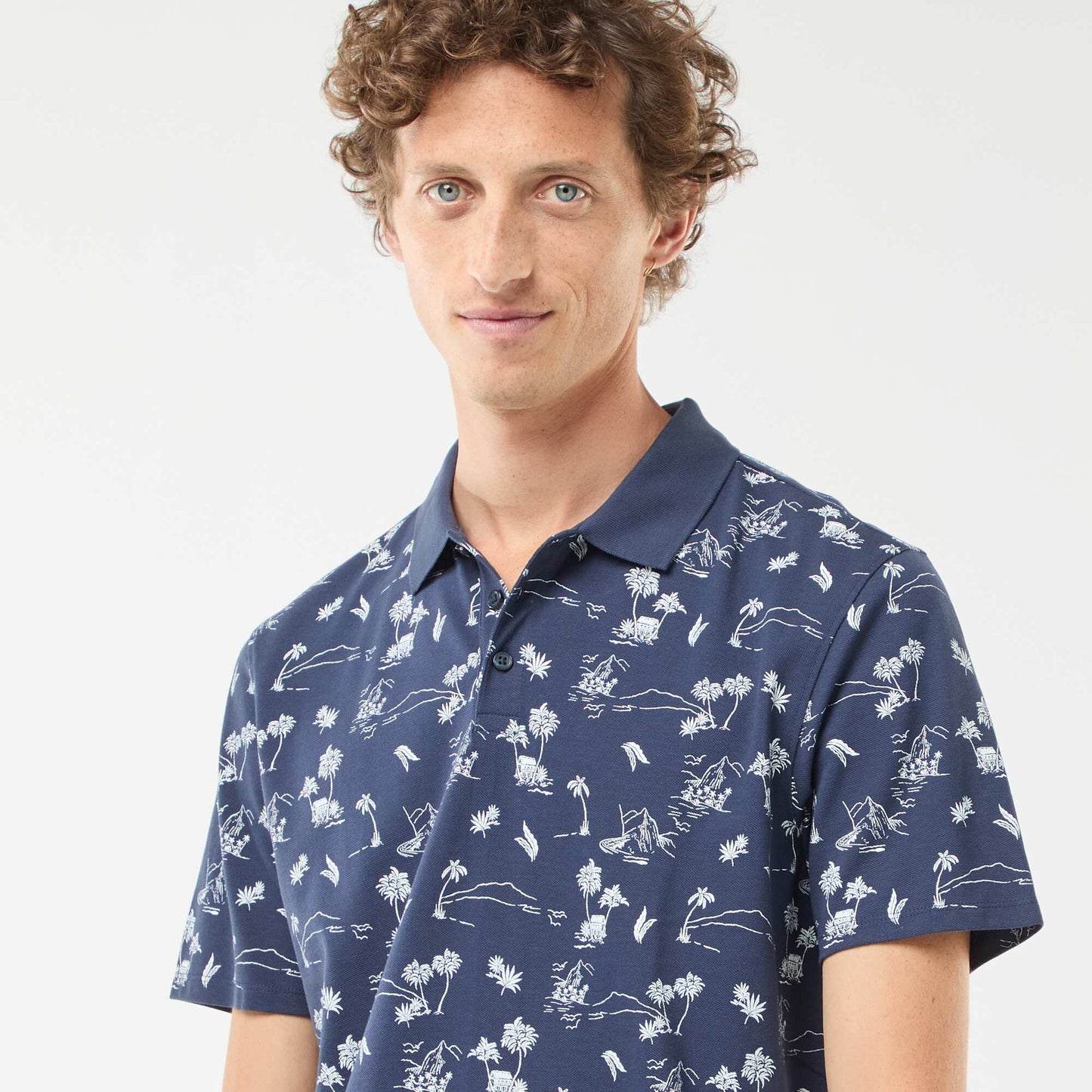 Piqué knit polo shirt with all-over pattern BLACK