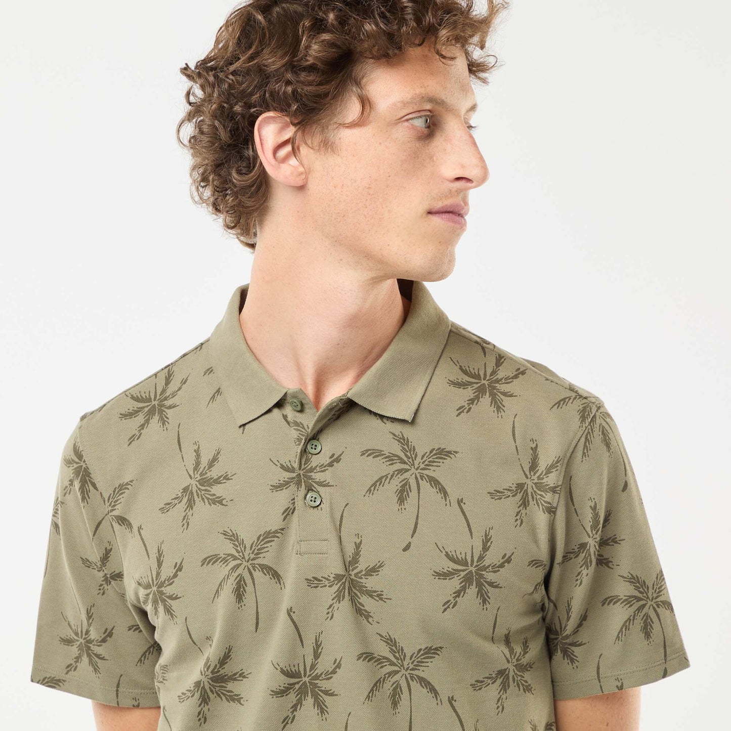 Piqué knit polo shirt with all-over pattern GREEN