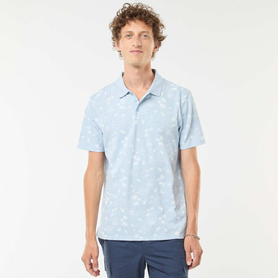 Piqué knit polo shirt with all-over pattern BLUE